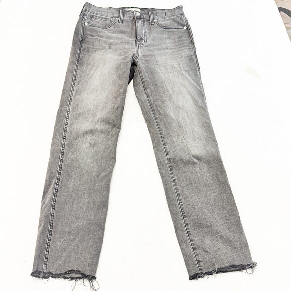 Madewell Stovepipe Gray Wash Straight Leg Denim Jeans Raw Hem Size 26 AA595 - Picture 2 of 9